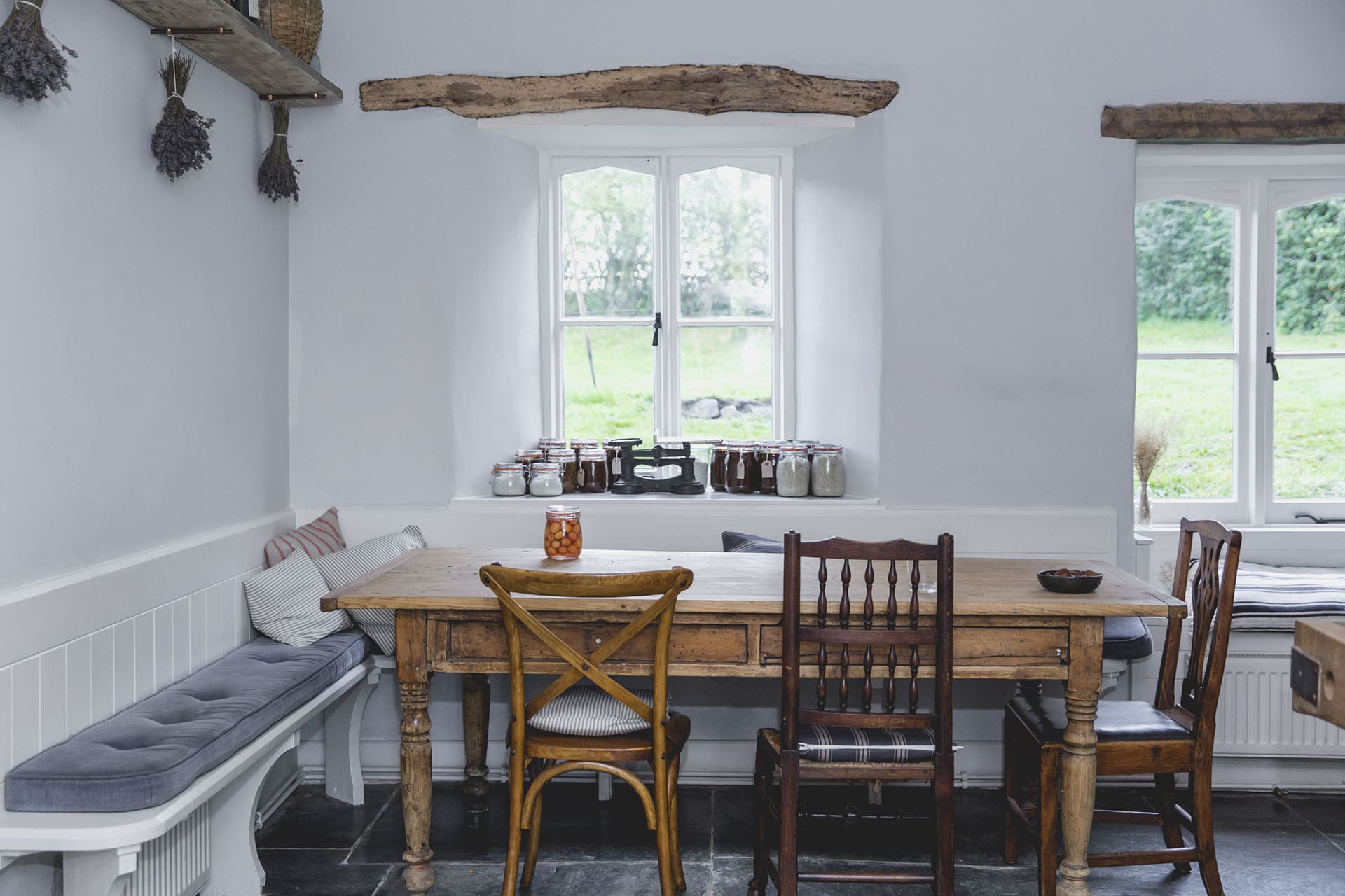 Farmhouse Table at Coombeshead Farm with fermented pickles