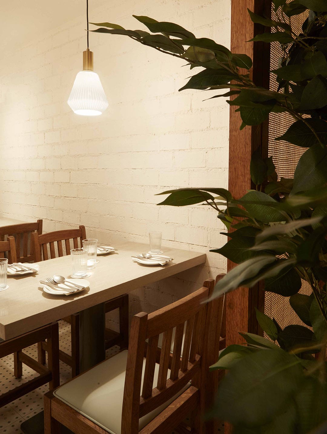 Across dining space