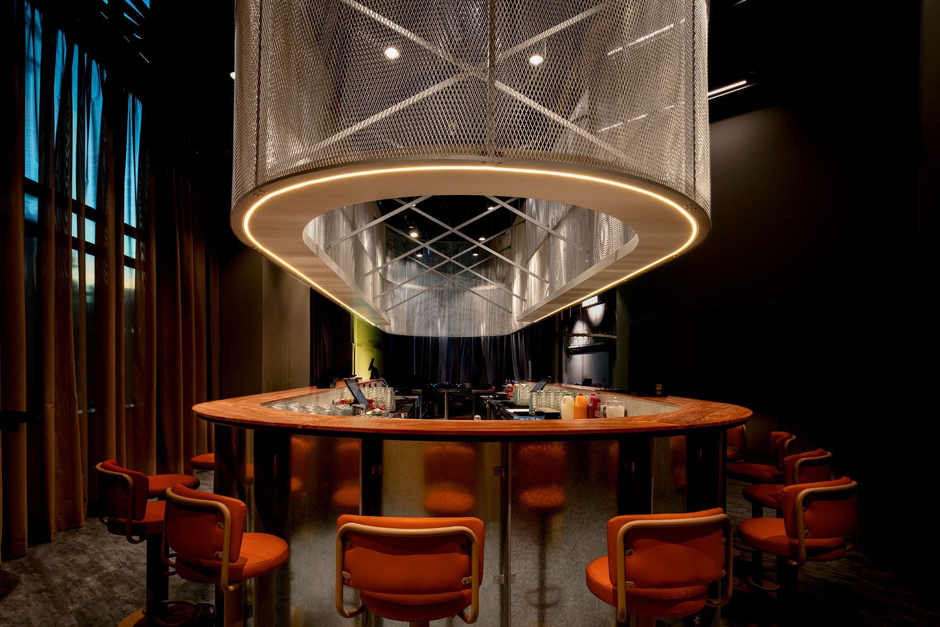 The striking cocktail bar at Rasa in Singapore
