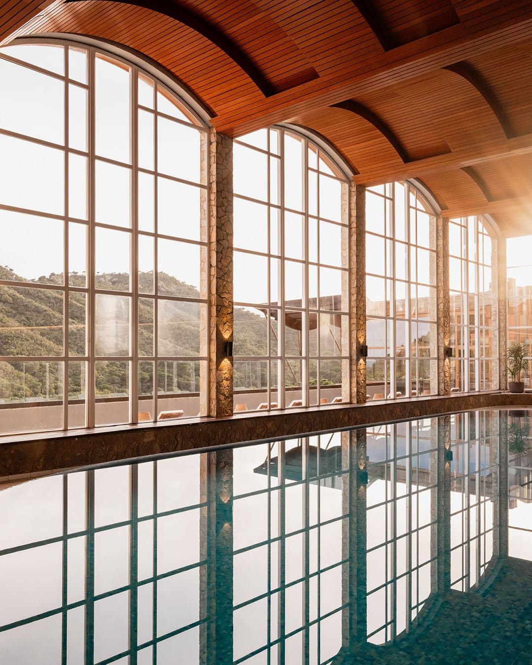 A swimming pool with floor-to-ceiling views at Zel Costa Brava