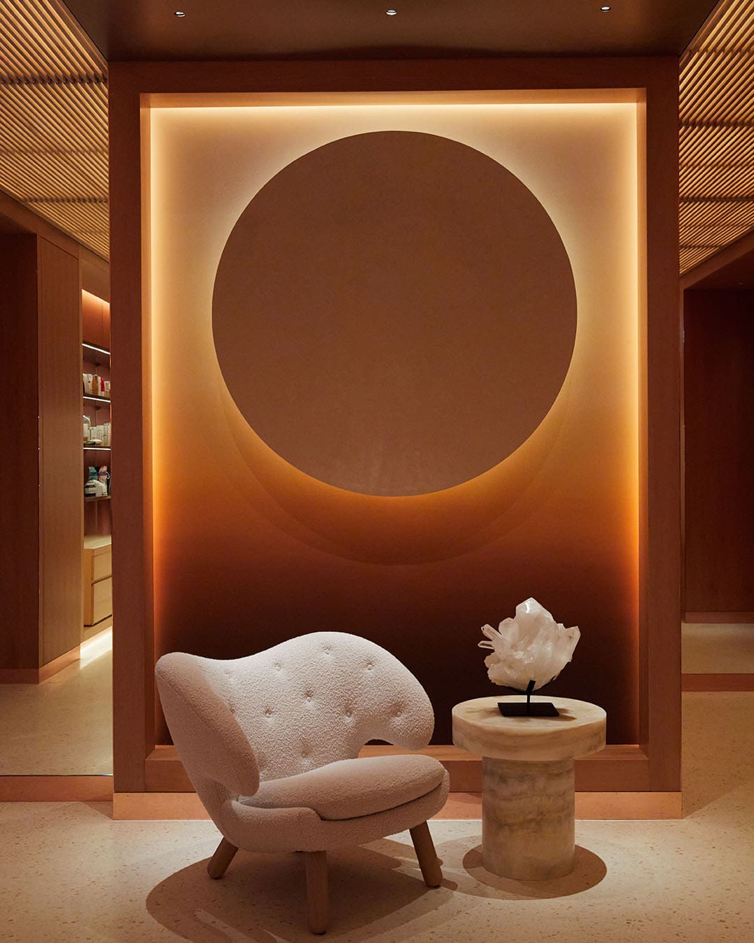 Reception space at Surenne, a luxury gym and fitness club in London that focused on experiential wellbeing