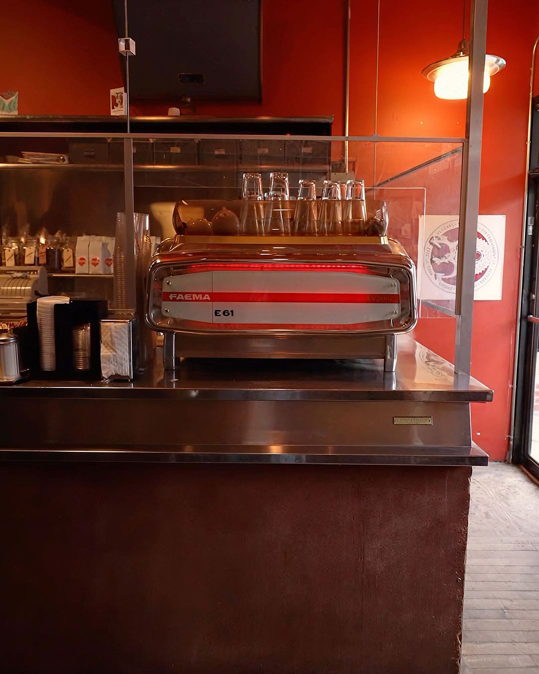 A barista station in a coffee shop