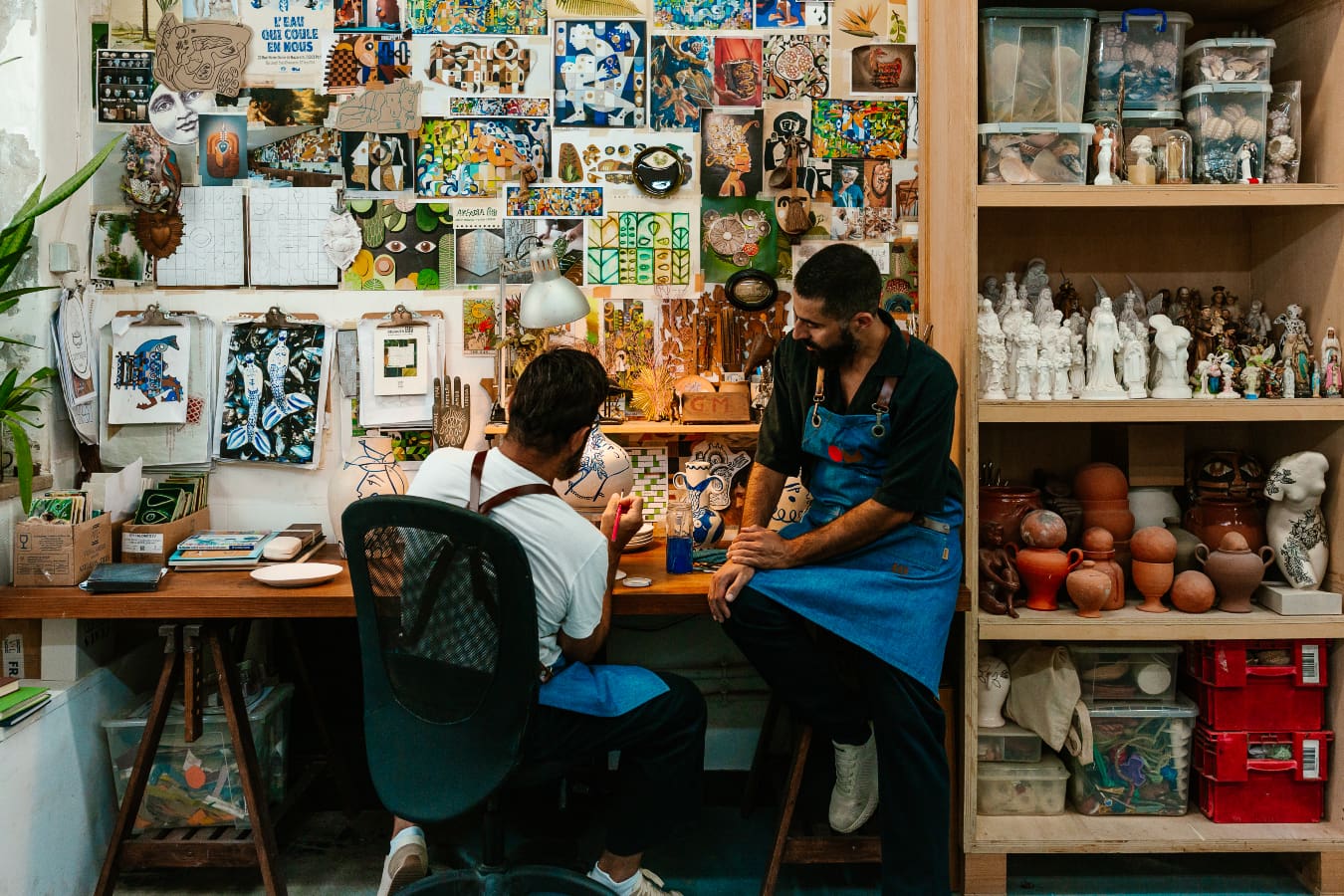 Gezo Marques and José Aparício Gonçalves in the Oficina Marques workshop. Photography by Gina Spinelli